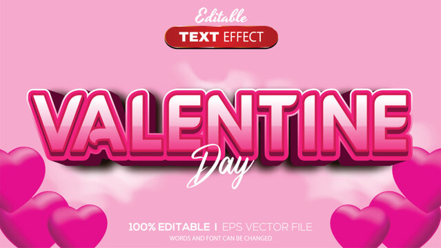 3d text effect pink valentine theme