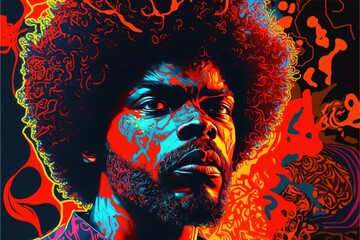 Black man's face with Afro hair painted with colors. Celebrating Black History Month!