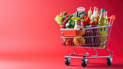 shopping cart with vegetables