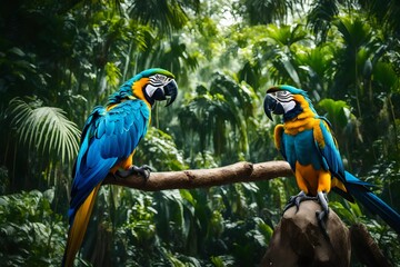 Blue and Yellow Macaw on the nature