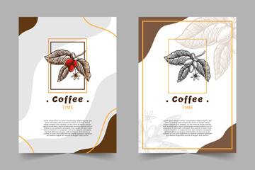 coffee time flyer template hand drawn vintage