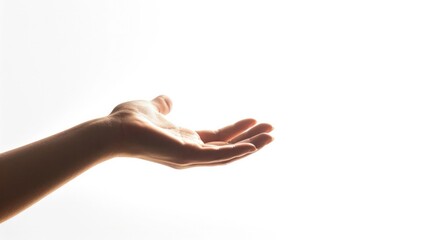 open palm, catching the light, on a clean white background generative ai