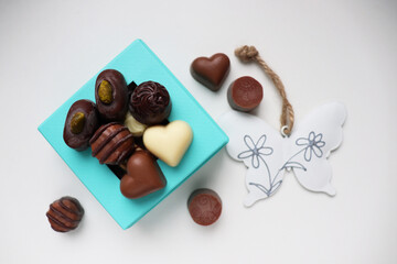 set of chocolates and gift box