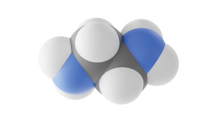ethylenediamine molecule, edamine, molecular structure, isolated 3d model van der Waals