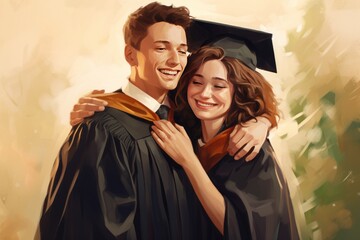 Obraz premium group of students in graduation gown