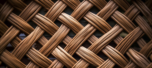 Intricate woven rattan pattern in close-up detail - obrazy, fototapety, plakaty