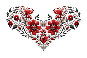 floral heart isolated on PNG Background. Generative Ai.