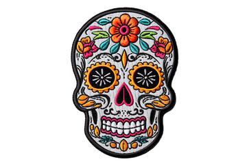 Hand drawn mexican sugar skull isolated on PNG Background. Generative Ai.