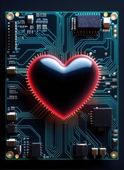 Fototapeta premium Heart-shaped circuit diagram