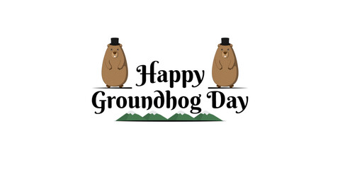 Vector illustration of Happy Groundhog Day social media feed template