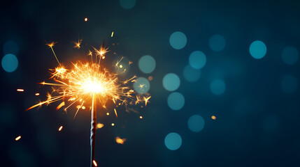 Obraz premium Happy New Year, burning fireworks with bokeh light background