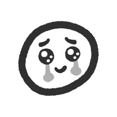 Obraz premium うるうるの目で涙を流すかわいい手書きの絵文字 - 感動･尊い･泣き笑いのイメージ素材 