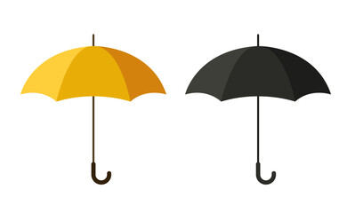 Yellow and black umbrellas. Vector illustration. Isolated on a white background. Flat design.	
