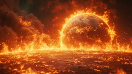 urning globe is fire. Eart on fire.