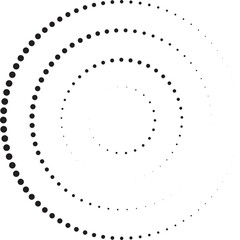 Halftone circular dotted spiral. Design element