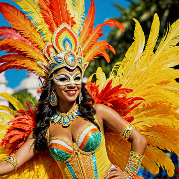 woman in brazilian carnival mask