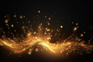 Shiny golden particles with light streak