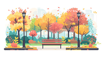 2D flat design illustration of the modern and urban public garden. 
