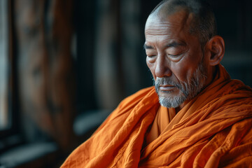 Buddhist monk in meditation - obrazy, fototapety, plakaty