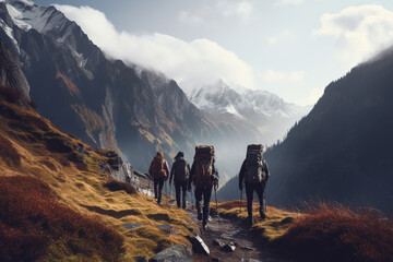 hiking in the mountains - obrazy, fototapety, plakaty