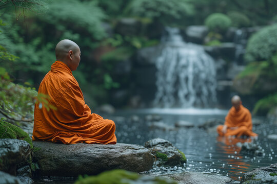 Buddhist monks in meditation
