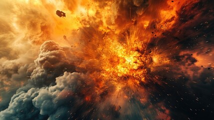 Fiery explosion in space. Illustration of abstract fire background
