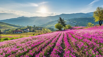 Fototapeta premium A Field of Cyclamen Flowers in Full Bloom - AI Generative