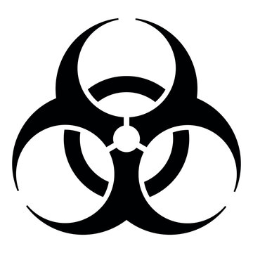 Biological hazard warning sign, black and white biohazard symbol, vector isolated on white