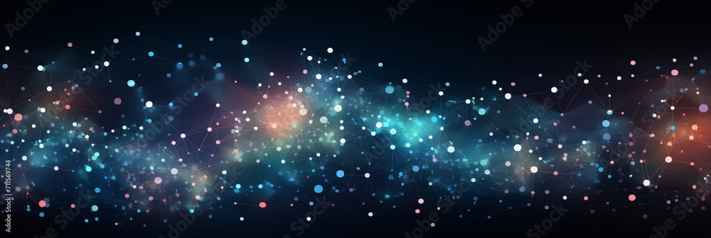Poster abstract space background with dynamic particles big data visualization and networks
