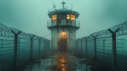 Prison watchtower.