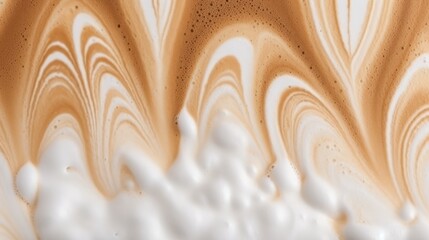 Top view close up Cappuccino and milk foam - obrazy, fototapety, plakaty
