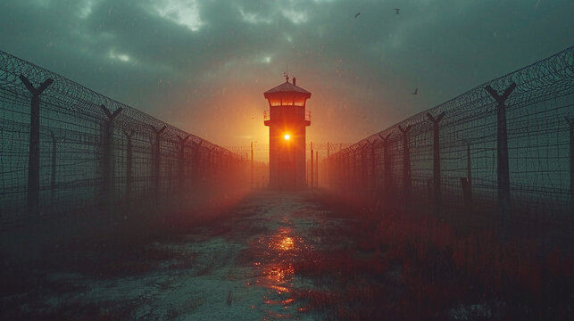 Prison watchtower.