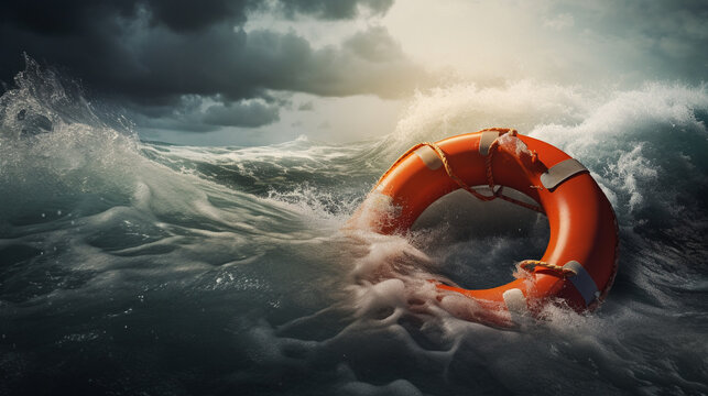 life buoy on the sea