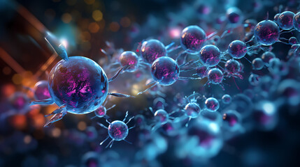 Cell background, virus cells, medical research background