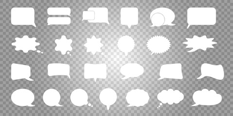 Speech Bubbles on transparent background. Speech Bubbles Icon set, message box, chatting box