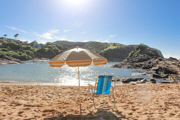 beach with umbrellas