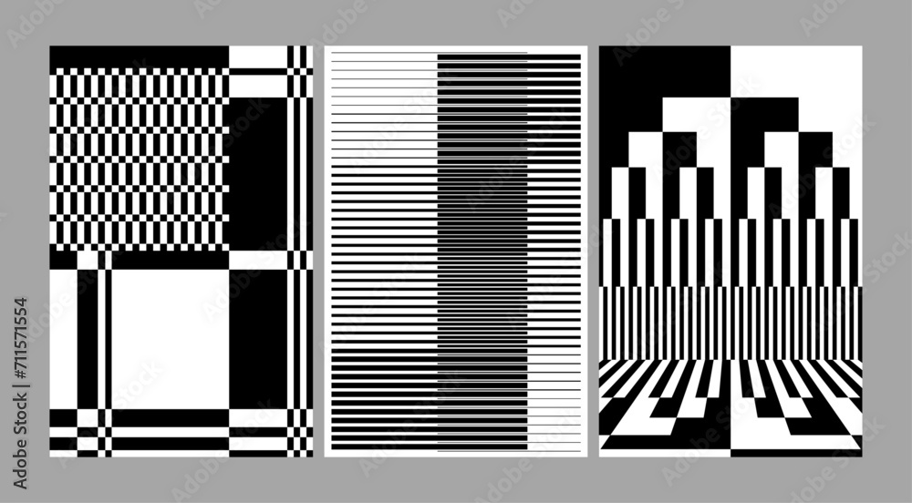 Wall mural square pattern line graphic design symmetry pattern mosaic geometric abstract pattern set black and 