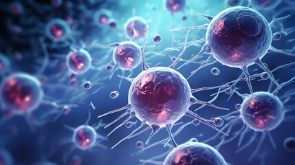 Cell background, virus cells, medical research background