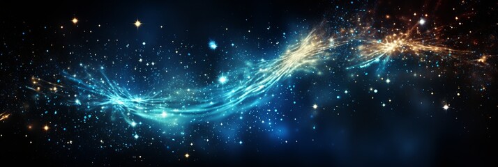 Abstract space background with dynamic particles representing big data visualization.