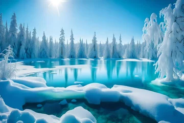 Zelfklevend Fotobehang winter landscape with snow © Sheraz