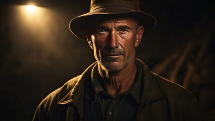 portrait of a man with a hat, cowboy, brave lad