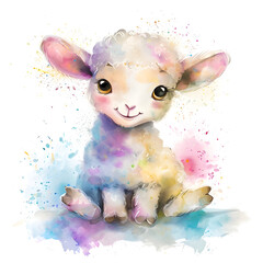 Fansy cute illustration of animal decoration, for baby, artwork, white background, painting,...