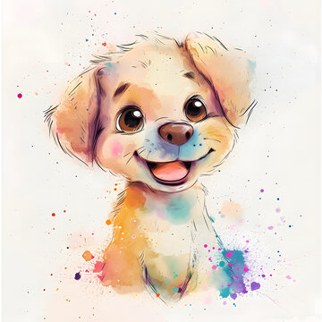 Fansy cute illustration of animal decoration, for baby, artwork, white background, painting, watercolour, unicorn, dolphin, sheep, cat, dog

