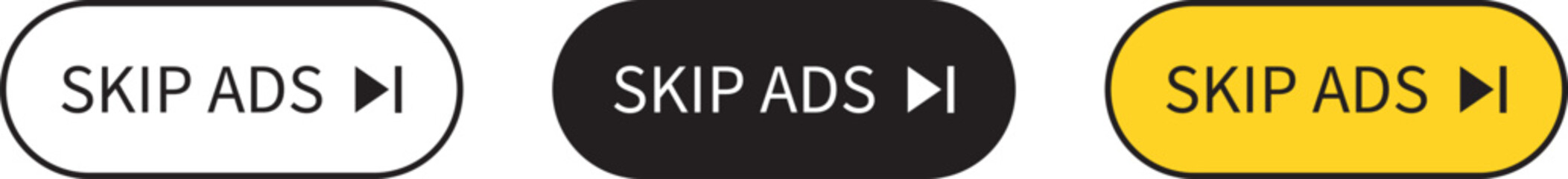 Skip Ads button lined, isolated and colored style. Vector illustration.eps