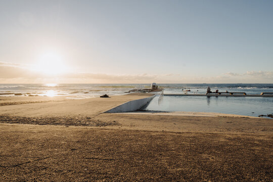 Morning sunrise swim at Merewether Ocean Baths, Newcastle, NSW