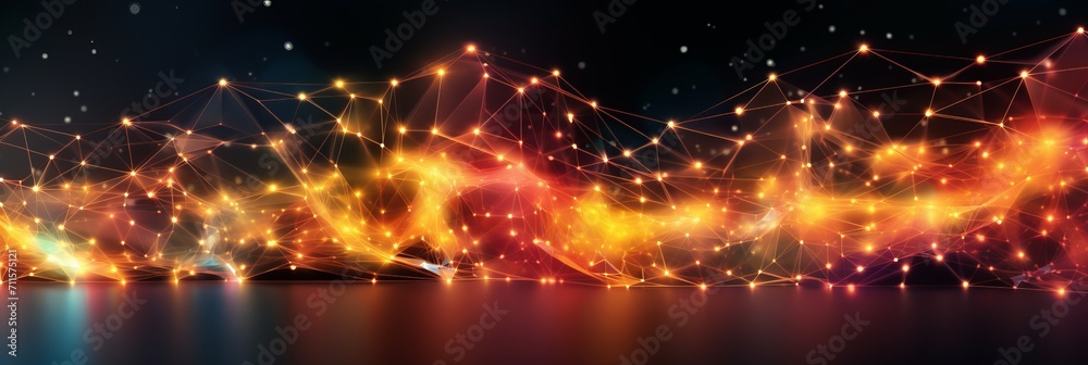 Poster dynamic particle abstract space background with big data visualization and scientific theme
