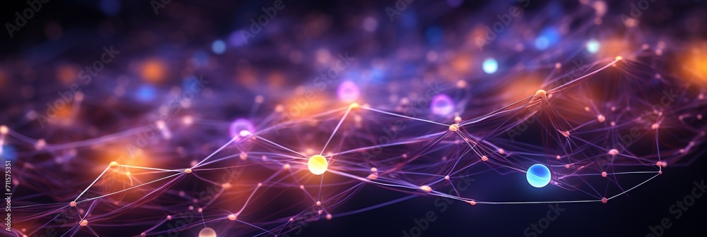 Poster dynamic particles in abstract space with big data visualization and interconnected networks