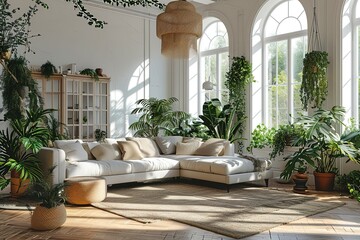Modern livingroom with plants.