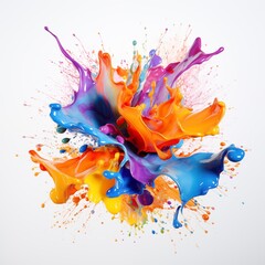 Colorful smooth paint splash on white neutral background from above