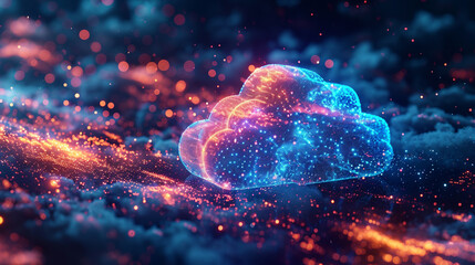 Virtual cloud abstract: Unleashing the power of digital data processing, it seamlessly integrates computing, storage, and networking for agile, scalable, and efficient operations.